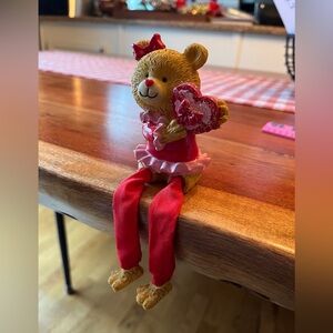 Adorable love bear figurine with dangly legs home office decor